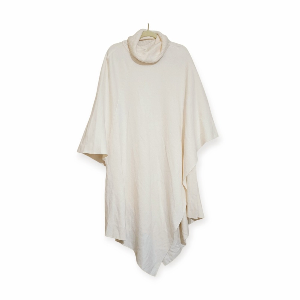 Lou & Grey Womens XS/S Cozycure Quiet Luxury Minimalist Poncho Cape Cream Wrap